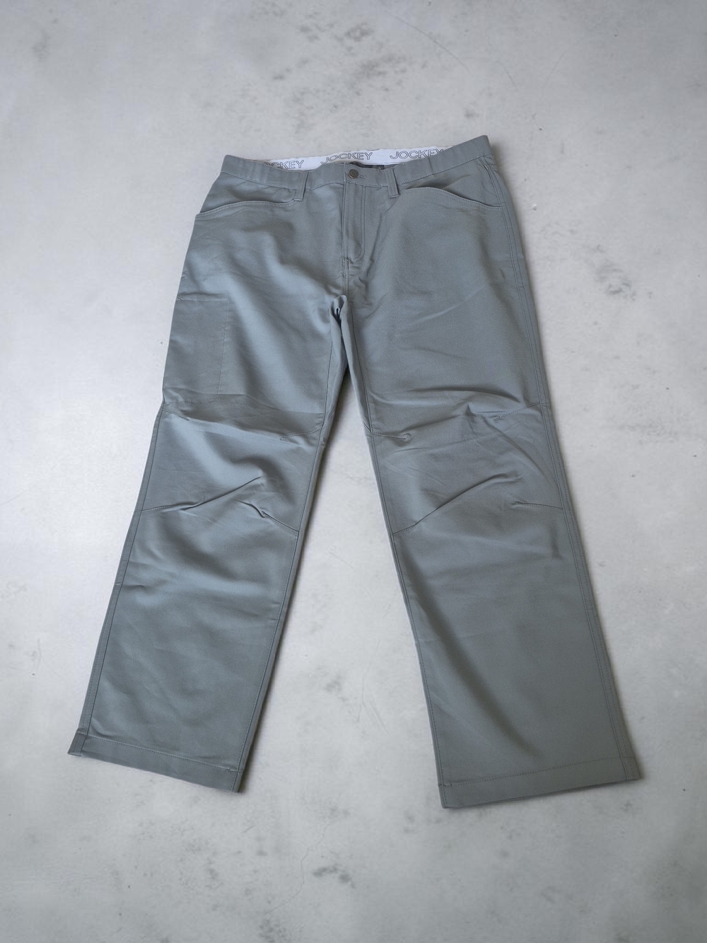 Jockey Men's Green Polyester Twill Casual Pants Size 40 Regular Fit Straight Leg